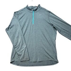 Nike Pullover Men XL Gray Dri-FIT Running Top Thumbholes Element Quarter Zip EUC
